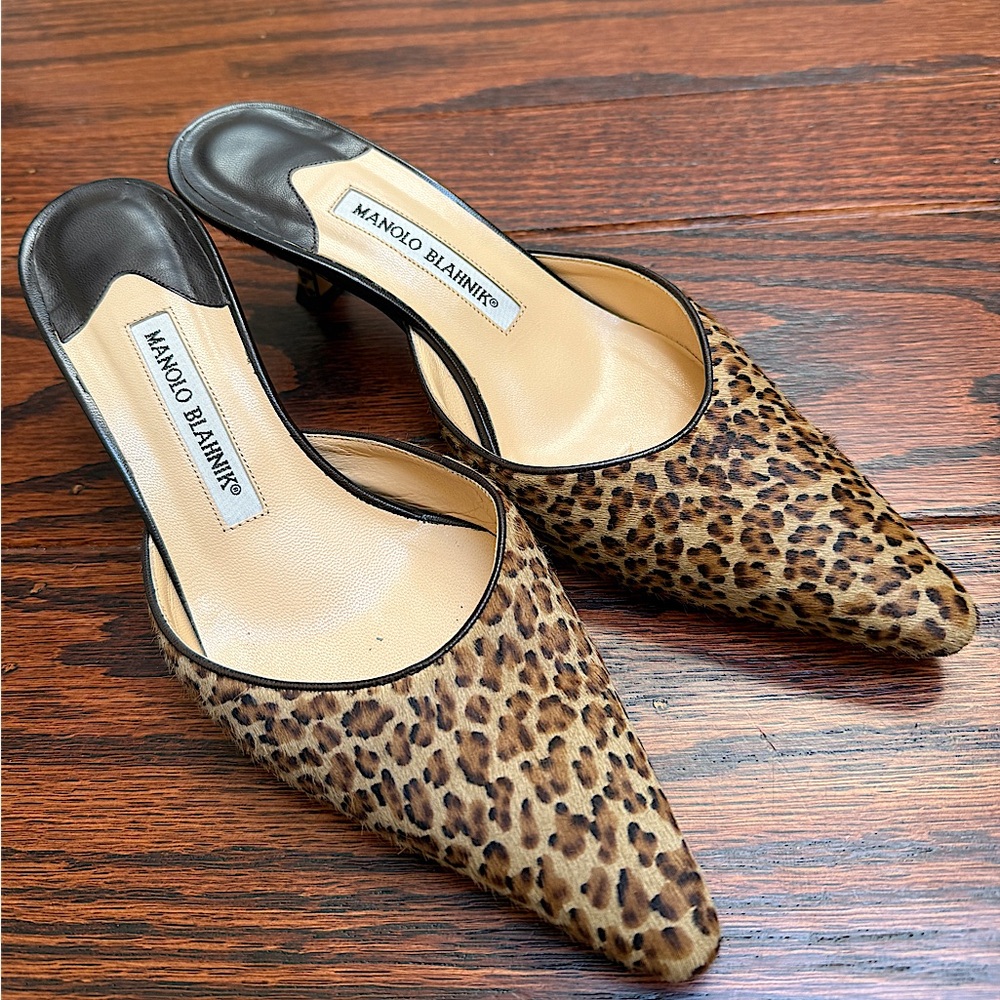 Manolo Blahnik Calf hair Animal print  Mule Size7.5